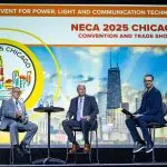 Corporate MC and Host, David Meade on stage at NECA 2025, Chicago, USA | David Meade Events