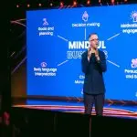 David Meade, Motivational Keynote Speaker for Darktrace SKO. Los Angeles, USA. | AI and cybersecurity innovations | David Meade Events