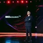 Main stage at Darktrace SKO 2025 with keynote broadcast and AI themes, spotlighting company leadership and innovation. | David Meade Events