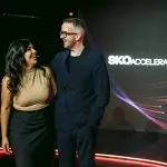 David Meade (R), Motivational Keynote Speaker for Darktrace SKO. Los Angeles, USA. | AI-driven cybersecurity innovations | David Meade Events